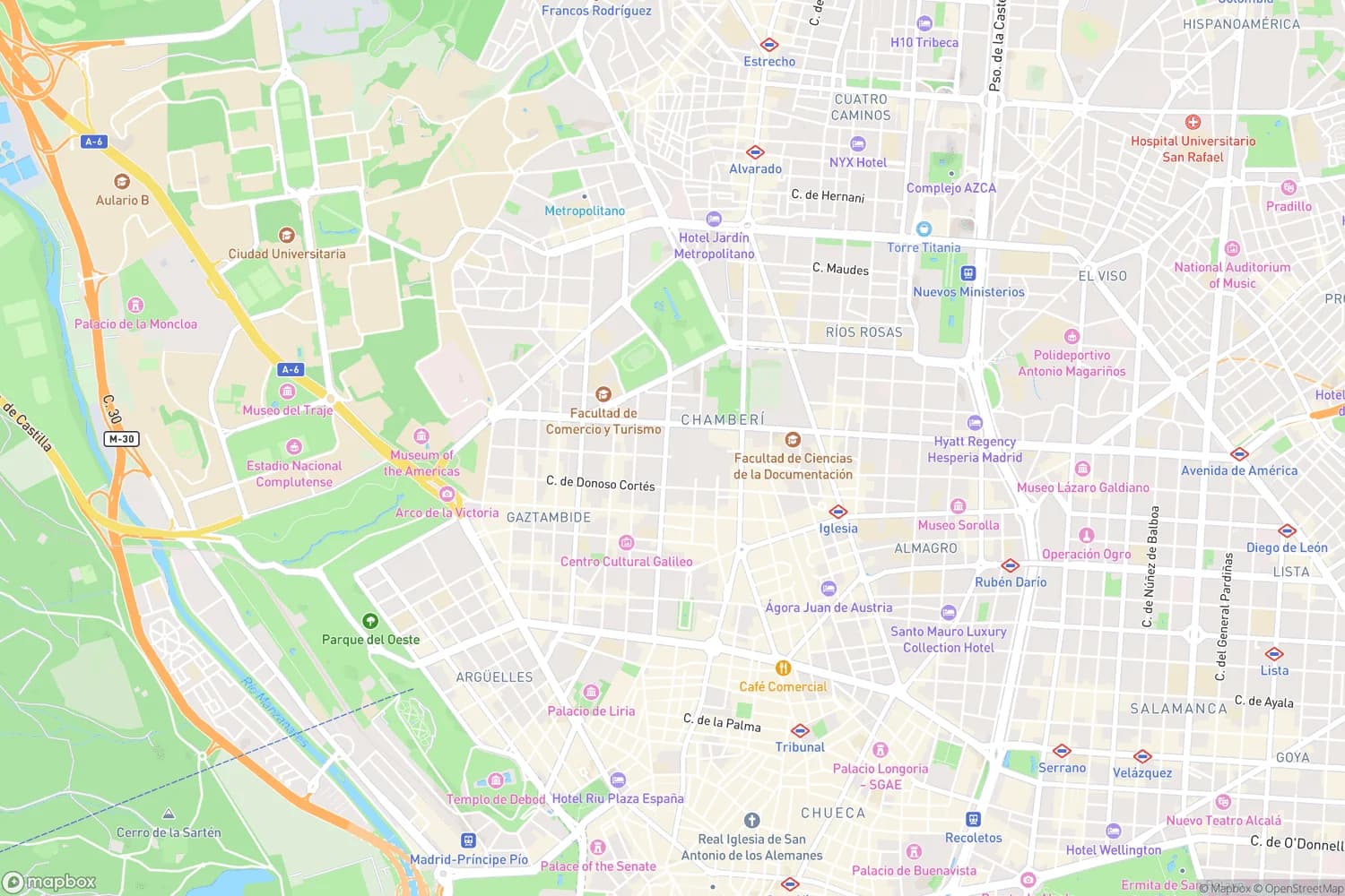 Carte du quartier Chamberí à Madrid