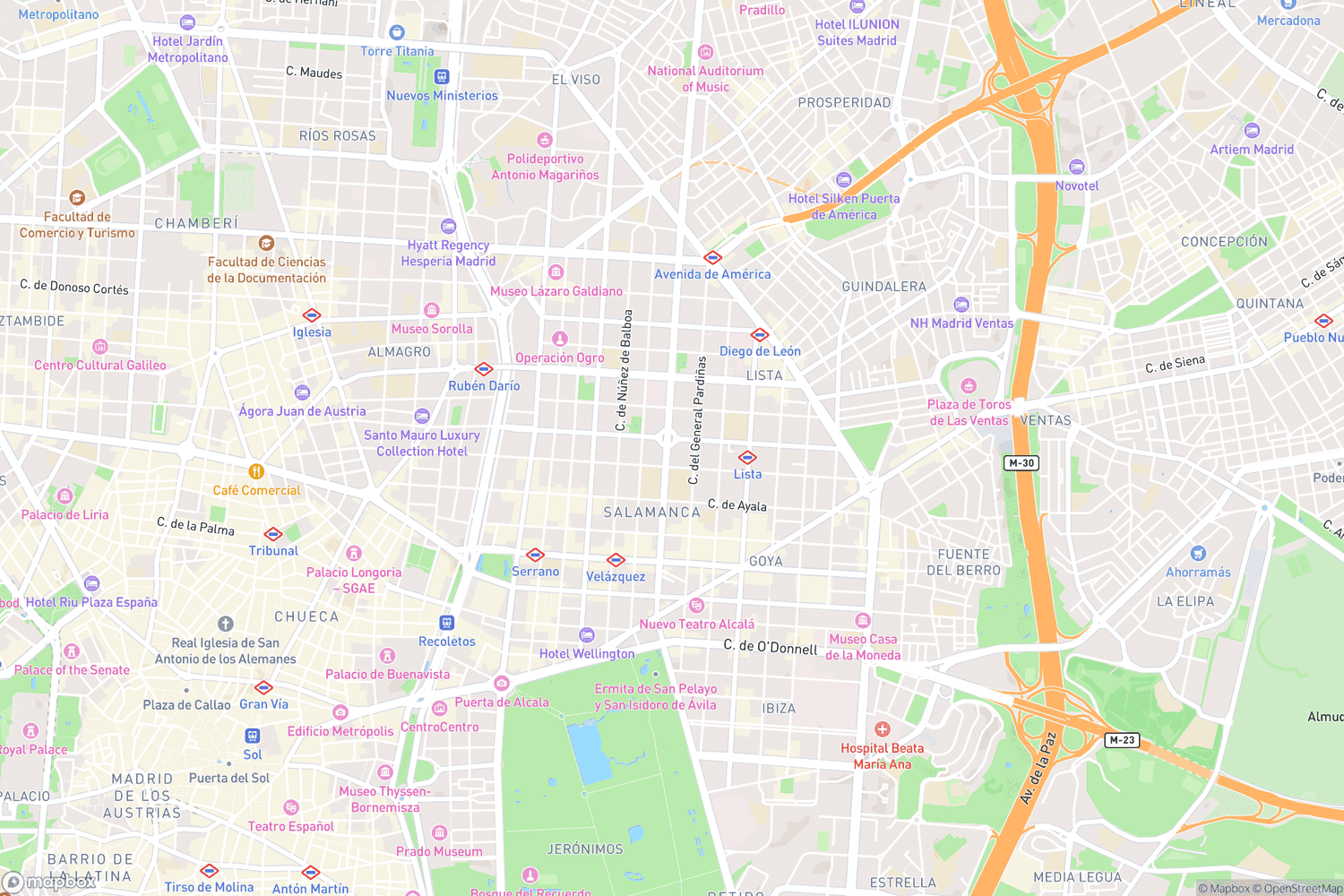 Carte du quartier Salamanca à Madrid