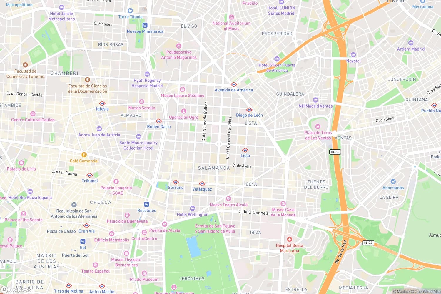Carte du quartier Salamanca à Madrid
